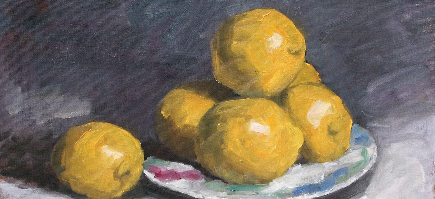 Lemon painting for Greek lemon chickpea soup (ravithia) post
