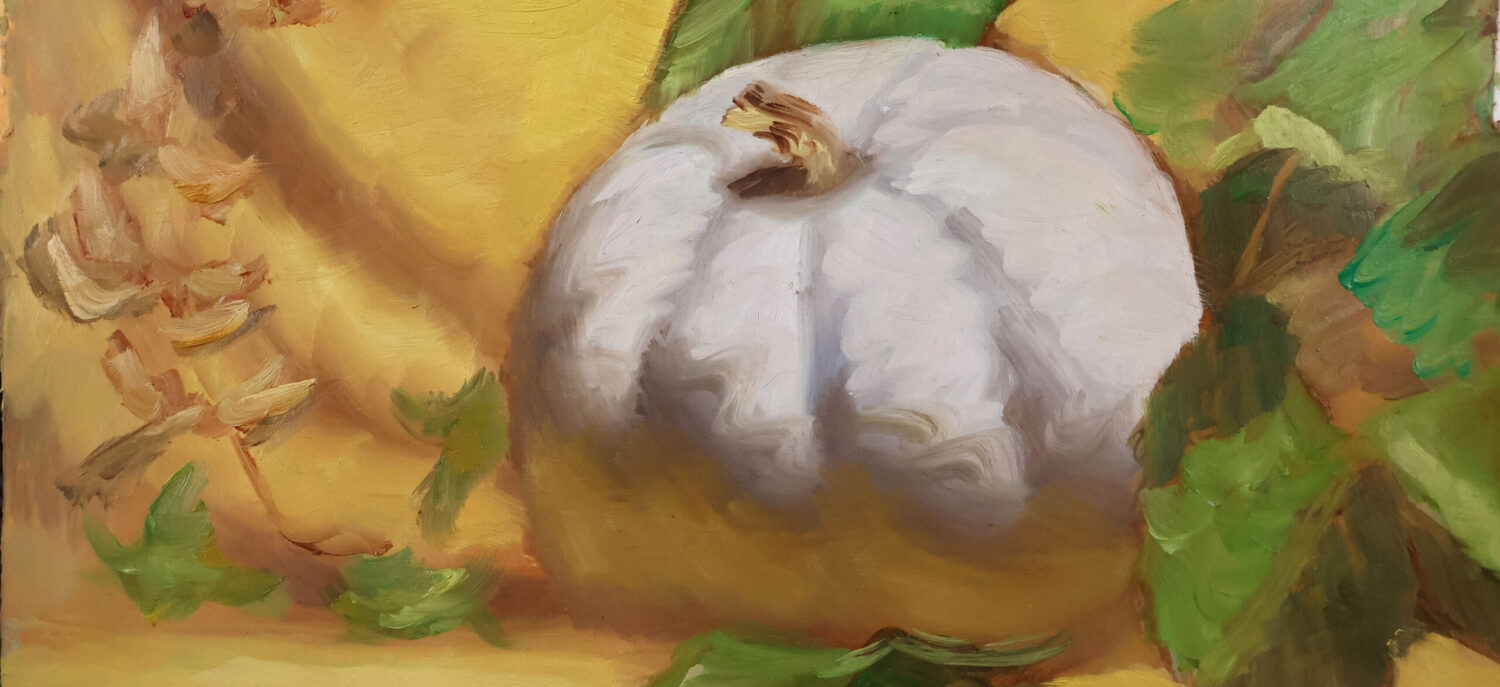 white pumpkin painting